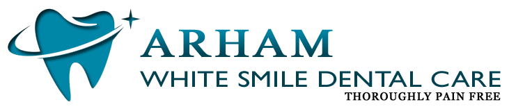 Arham white smile dental care - Logo