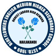Blue Flowers English Medium Higher Secondary School Logo