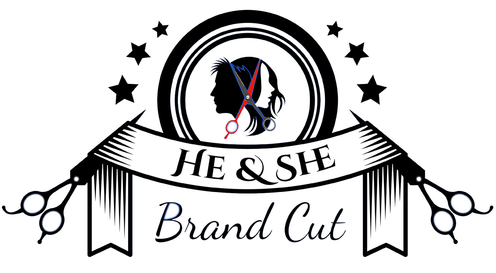 He & She Unisex Family Salon Logo